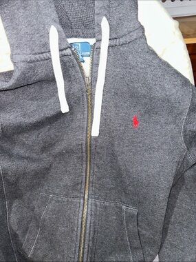 Ralph Lauren men’s Heather gray Zip Hoodie Red Pony Sz small